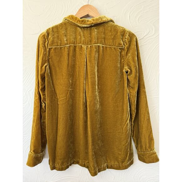 Sundance Velvet Silk Blend Tunic Top XS Gold Mustard Long Sleeve Boho Luxe - Picture 3 of 7